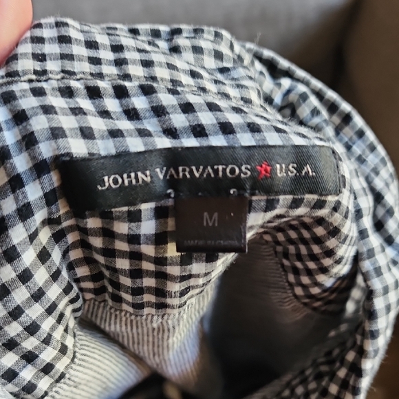 John Varvatos Black White Gingham Button Down Shirt Men’s Designer - Picture 5 of 11
